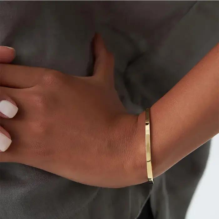 Bracelet ovale plaqué or 18 carats pour femmes
