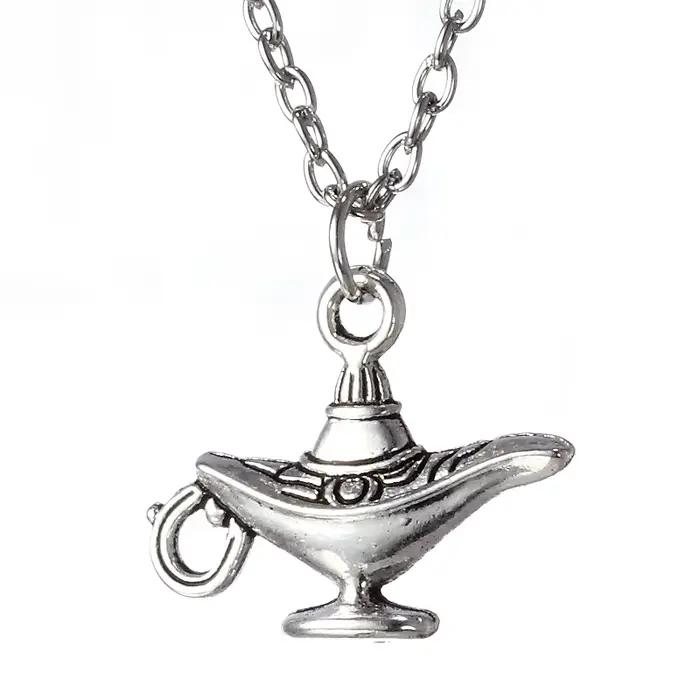 ZRM bijoux mode bricolage conte de fées Aladdin lampe magique pendentif à breloque collier ampoule en métal phare collier pour hommes femmes