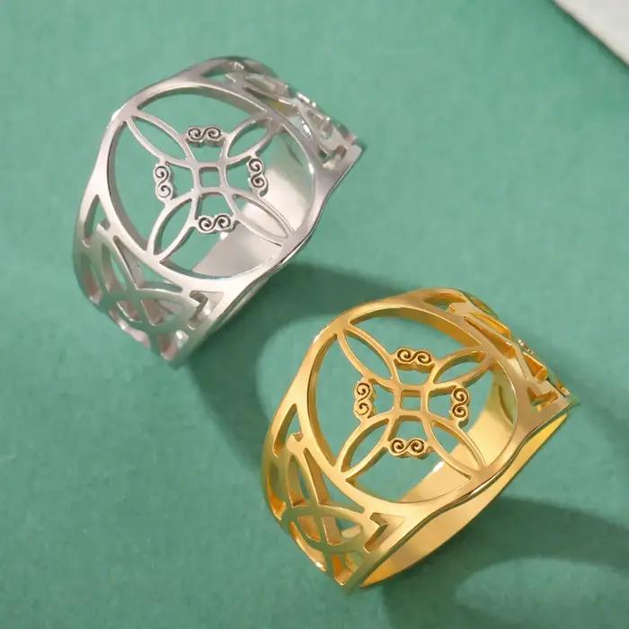 Bague en acier inoxydable à nœud de sorcière vintage pour engagement et occasions spéciales unisexe avec choix de couleur et taille