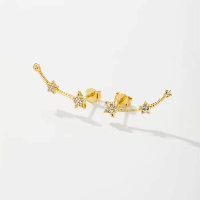 ANDYWEN-Boucles d'Oreilles en Argent Sterling 925 et Or pour Femme, Bijoux Fins, Clips, Piercing, Trois Étoiles