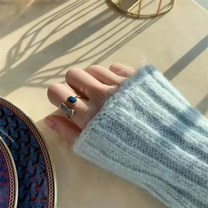Bague en émail goutte à goutte colorée réglable pour femmes