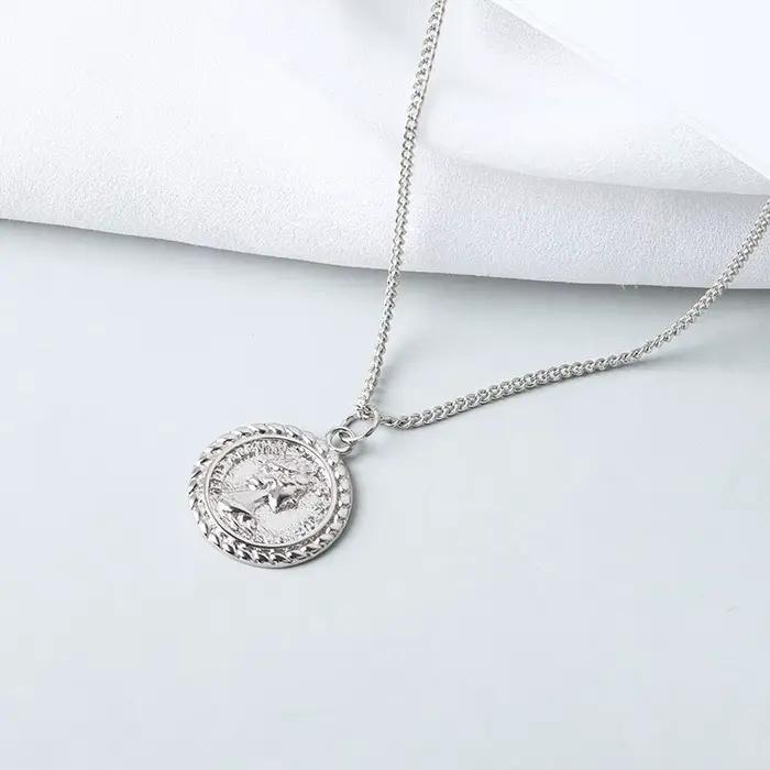 JOPeople-Collier rond en argent regardé pour femme