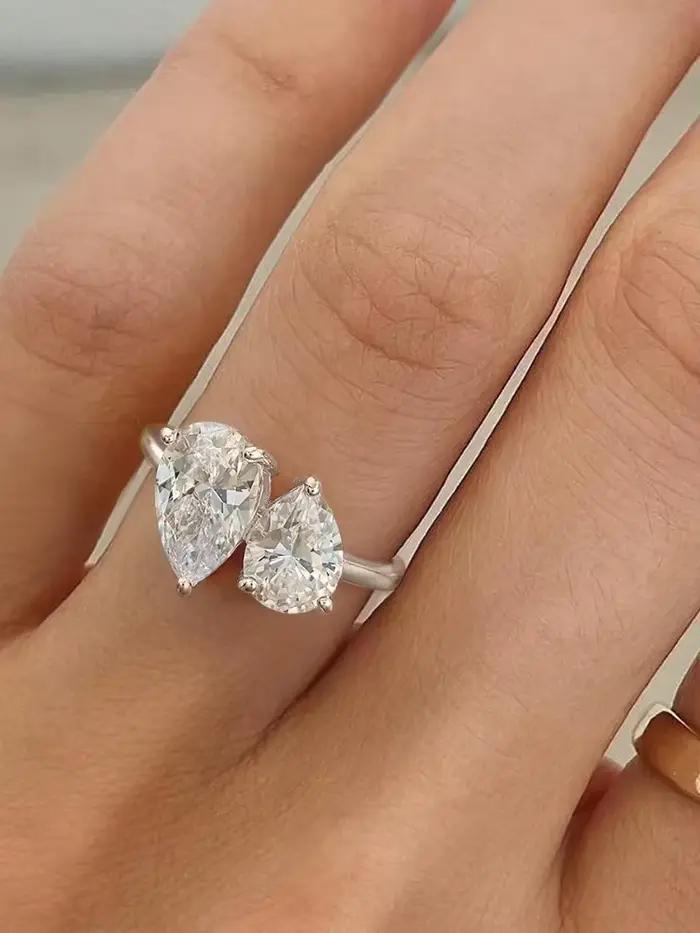 Bague en argent sterling 925 sertie de zirconium blanc élégante pour femmes occasions spéciales alliance de mariage bijou fin de luxe