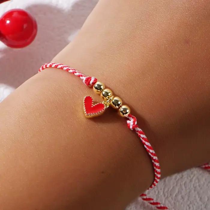 Bracelet plaqué or 18 carats avec perle cuivre cœur Go2Boho pour femmes élégance occasions spéciales cadeau Nouvel An