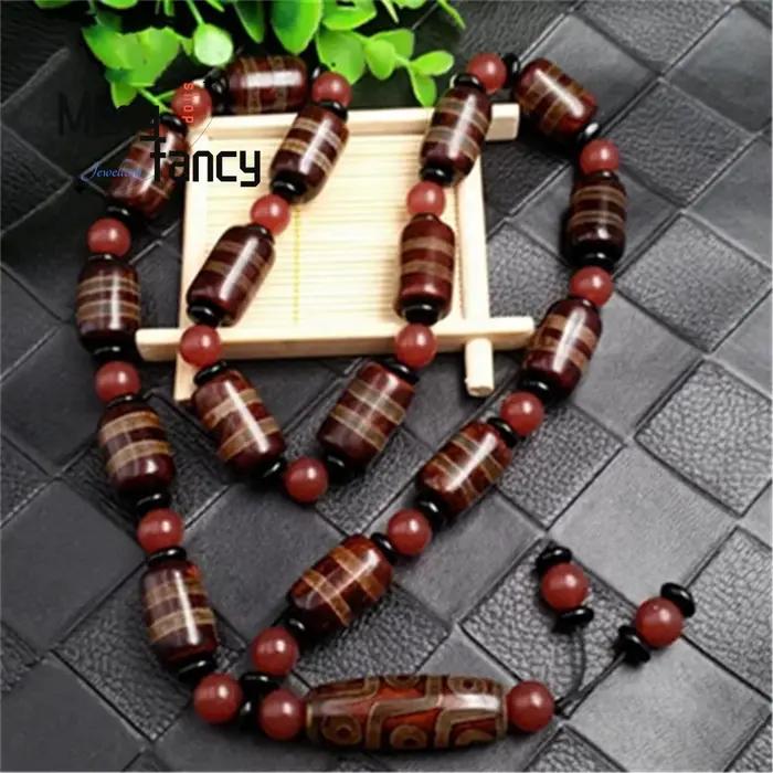 Collier de perles célestes à neuf yeux givrées rétro en agate naturelle pour femmes, bijou unique à offrir pour occasions spéciales