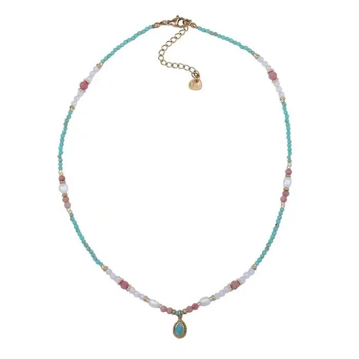 Chaîne de perles en pierre naturelle, pendentif gouttelette d'eau, bijoux à la mode pour femmes, accessoires de chaîne de clavicule Sexy, 2025