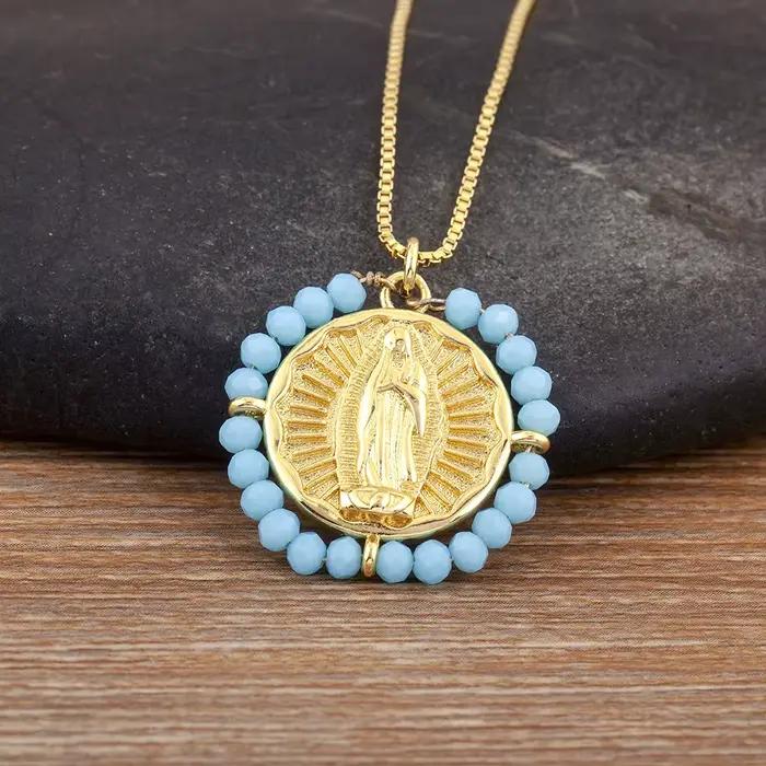 Nidin-Collier pendentif vintage pour hommes et femmes, perles pavées de portrait, nouveaux instituts