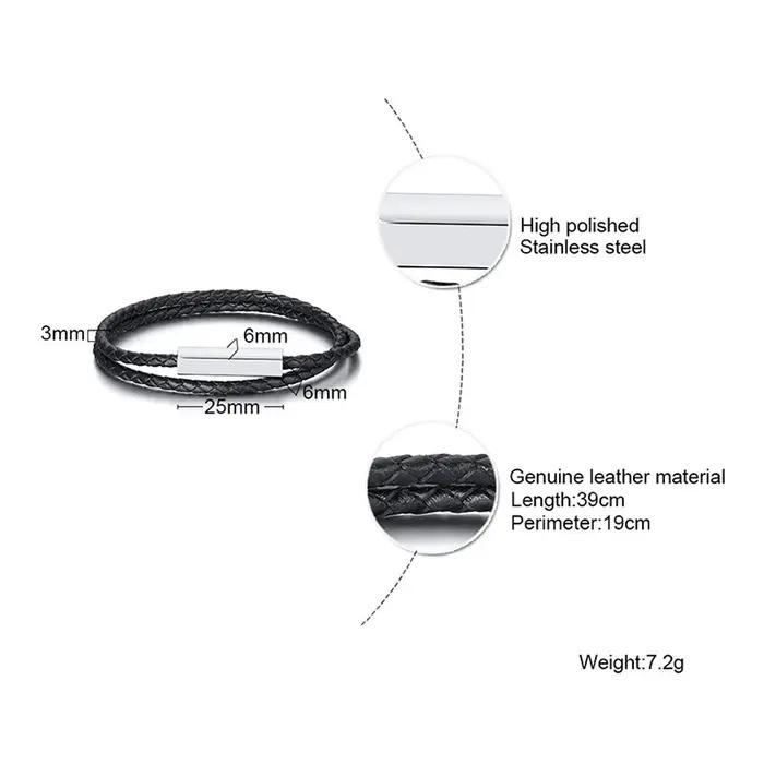 Bracelet tressé en cuir personnalisé pour hommes et femmes