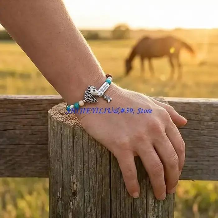E21F – bracelet à breloques cheval Turquoise bohème élégant