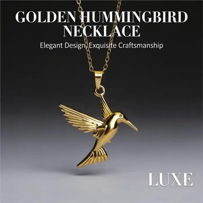 Collier en acier inoxydable avec motif colibri doré pour femmes, bijou de fête et cadeau spécial occasions