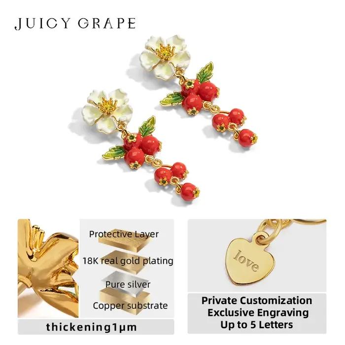 Boucles d'Oreilles en Forme de Fleur de Fruit pour Femme