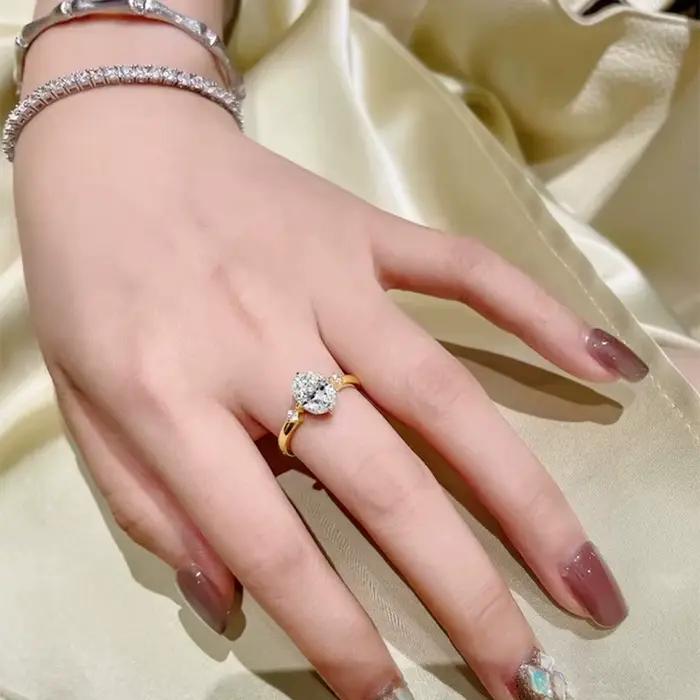 Bague de mariage ovale en Moissanite pour femmes