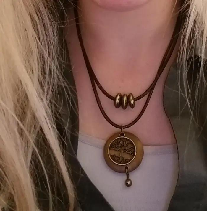 Tour de cou vintage arbre de vie en bois pour femme