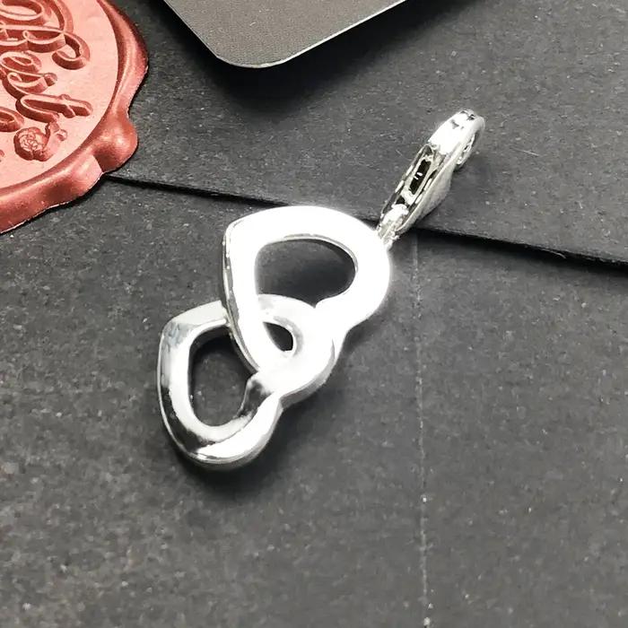 Pendentif deux cœurs entrelacés en argent Sterling 925 avec zirconium pour femme cadeau romantique