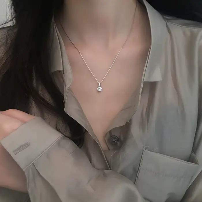 Collier pour femme en argent sterling 925, bijoux de luxe avec zircon rond, qualité supérieure, bijoux exquis Money 925