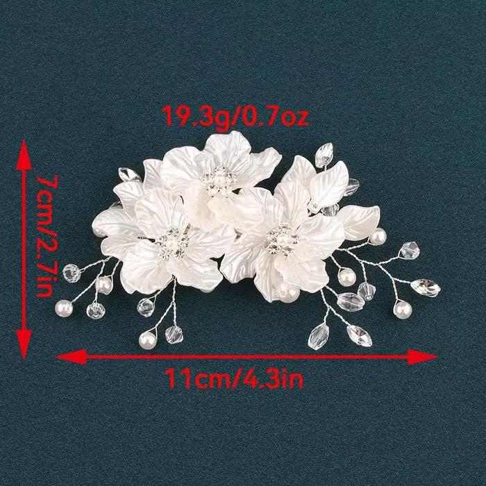 Épingle à cheveux en perles de mariage avec fleur blanche en cristal, bijou de luxe pour femmes, accessoire de cheveux de qualité pour occasions spéciales