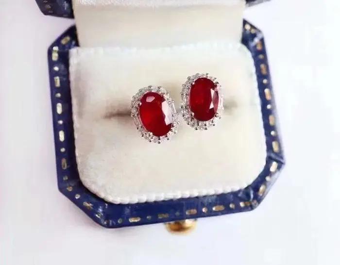 Bijoux de fête pour femmes, boucles d'oreilles de luxe en rubis naturel et véritable, en argent 100%, nouvelle collection 925