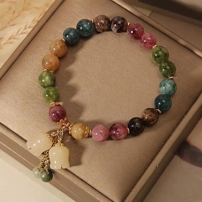 Bracelets avec pendentif orchidée en perles colorées pour femmes et filles