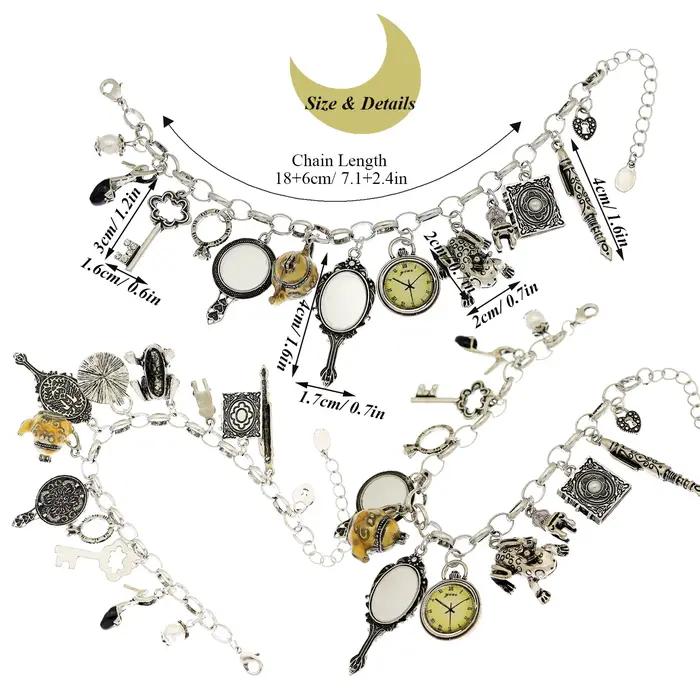 Vintage pays des merveilles miroir breloques perles lien chaîne cristal bracelet bracelets pour femme Pulseira Masculina bijoux accessoires cadeau