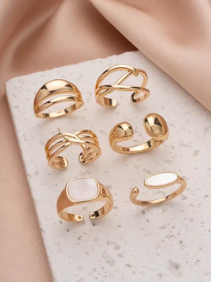 Bagues en fausses perles plaquées or, design empilable minimaliste pour femmes, bijoux de fête quotidienne