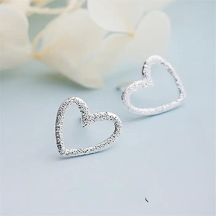 Femme coeur boucle d'oreille 100% 925 boucles d'oreilles en argent Sterling pour les femmes cadeau