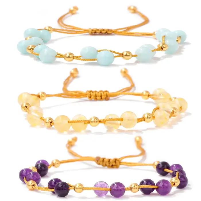 Bracelets en chaîne de perles de pierre naturelle pour femmes