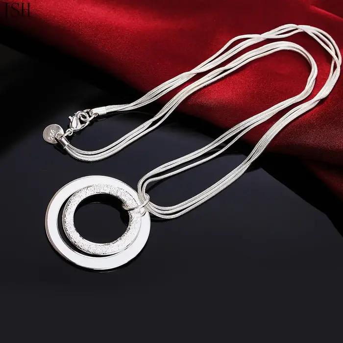 Collier exquis en argent regardé 925 pour femme, breloque de luxe noble, bijoux de cercle de mariage