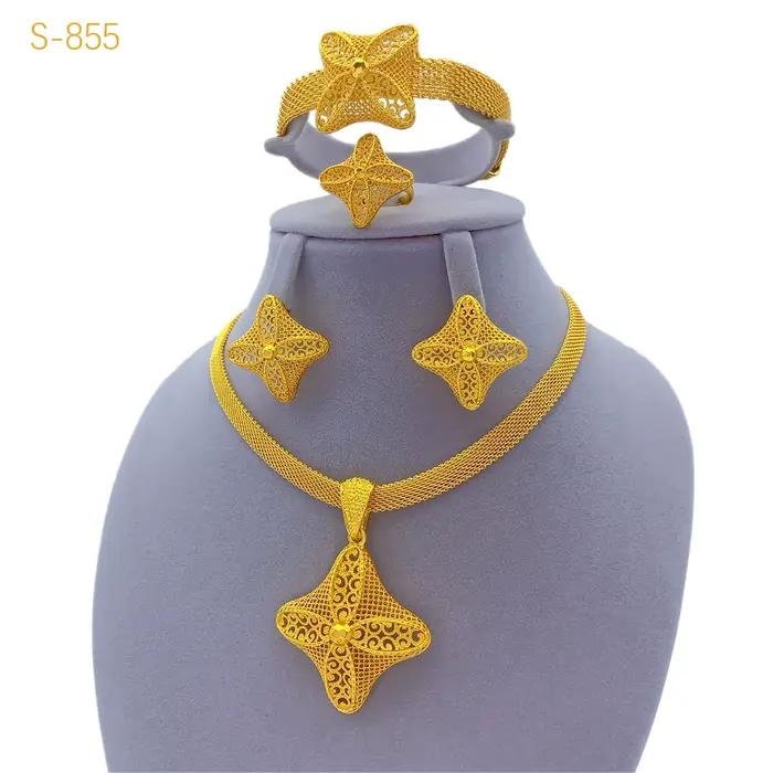 Ensemble de bijoux de luxe or 24 carats Bohème pour femmes et filles occasions spéciales mariage anniversaire