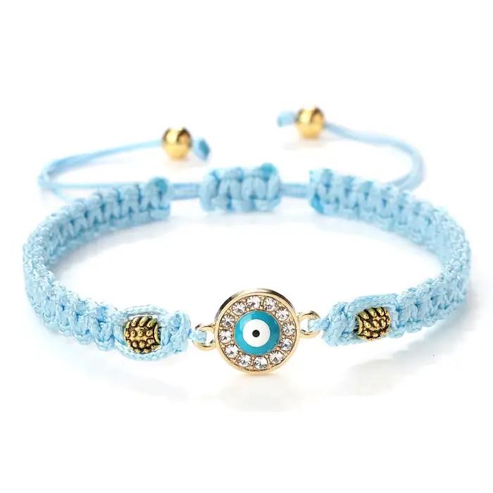 Femmes cristal bleu mauvais œil tressé Bracelet turc guérison Yoga Couple Bracelet & Bracelets chaîn