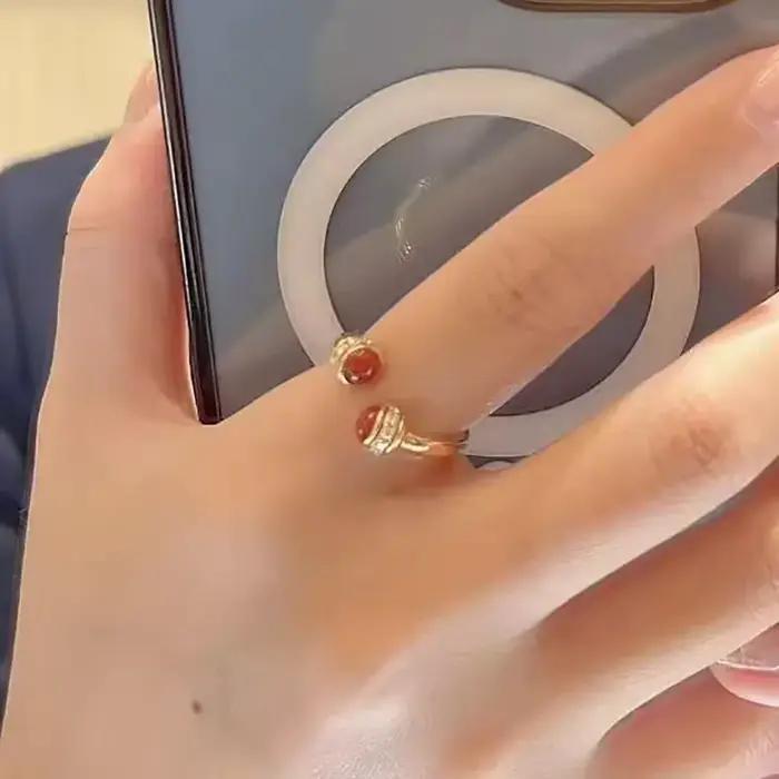 Bague Rotative en Argent 925 Plaquée Or avec Agate Naturelle pour Fiançailles Mariage Soirées Élégantes Occasions Spéciales
