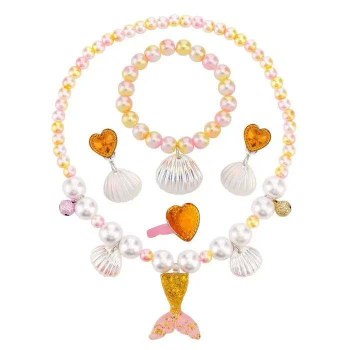 Ensemble de collier sirène pour filles bracelet boucles d oreilles forme queue de poisson scintillante bijoux princesse cadeau enfants occasions spéciales