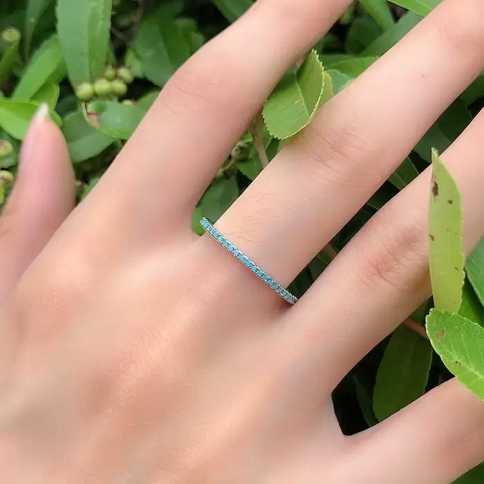 Kinel tibétain argent classique exquis cercle Turquoise charme empilable bague pour les femmes à la mode bijoux fins