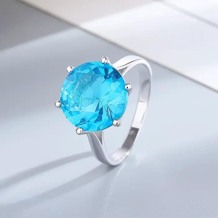 Bijoux pour femmes S925 bagues en argent saphir bleu Zircon bague de mariage ovale