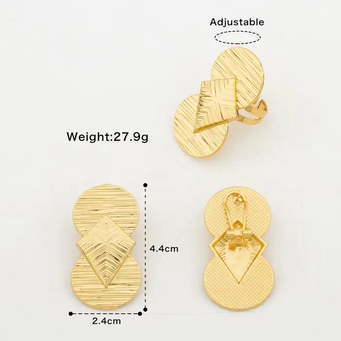 Bague et Boucle d'Oreille en Or Plaqué pour Femme Ensemble Exquis Luxe Mode Fête Mariage Anniversaire Cadeau