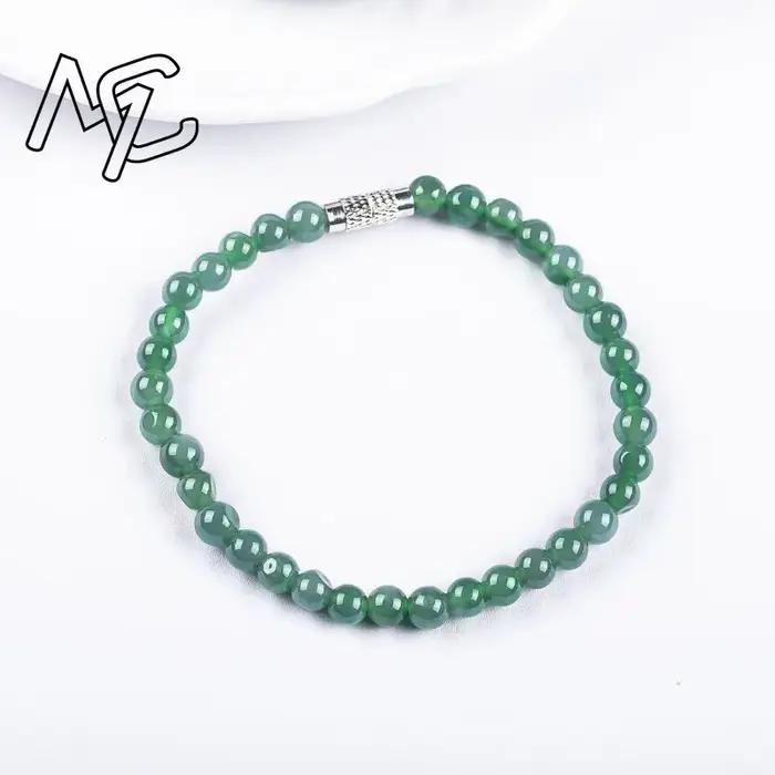 Bracelet de perles en jade naturel véritable ajustable en jadéite bijou vintage élégant à offrir pour femmes occasions spéciales