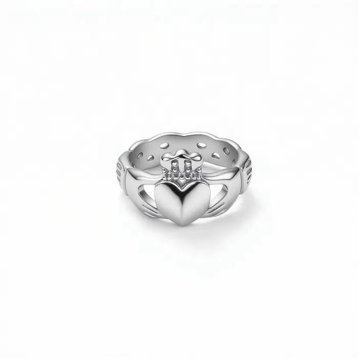 Bague Claddagh irlandaise pour femme, couleur or et argent, cœur, couronne, mains, bagues de promess