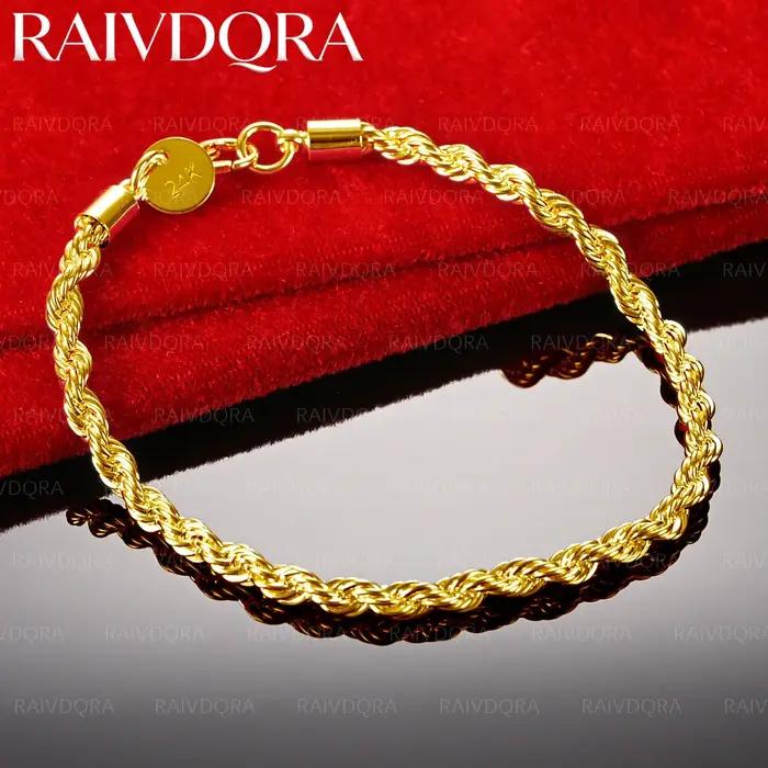Bracelet chaîne en or plaqué 18 carats de 4 mm pour femmes et hommes, bijoux de mode, accessoires po