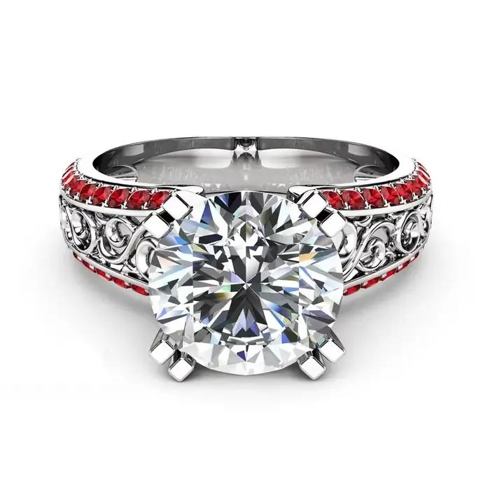 Bague fleur saphir bleu 14K or doigt diamant Bizuteria péridot Anillos De pierres précieuses rubis 1 carats anneaux Cirle délicats pour les femmes