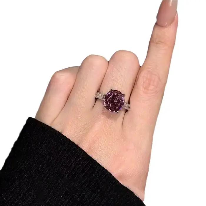 Bagues en pierres précieuses violettes raisin pour femmes, bague de style doux de haute qualité, réglable, exquise, bijoux fins de mariage, cadeau