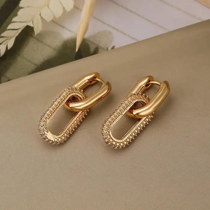 Boucles d'oreilles rondes en forme de géométrie de cristal pour femmes
