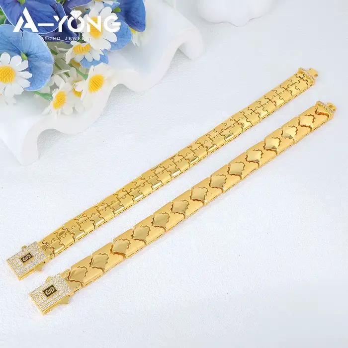 Bracelet en zircone Hip Hop de dubaï plaqué or 21 carats