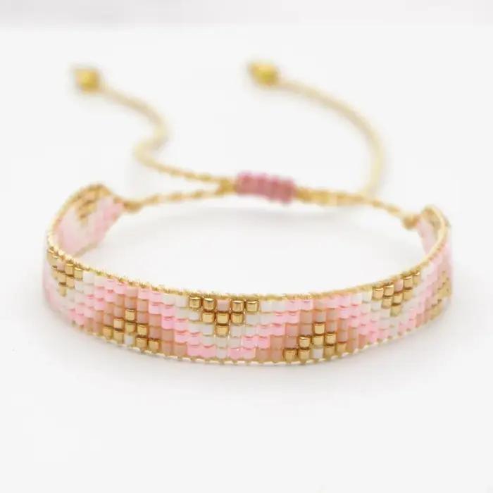 Bracelet boule de riz mode géométrie tendance simplicité tissé à la main bohême réglable unisexe