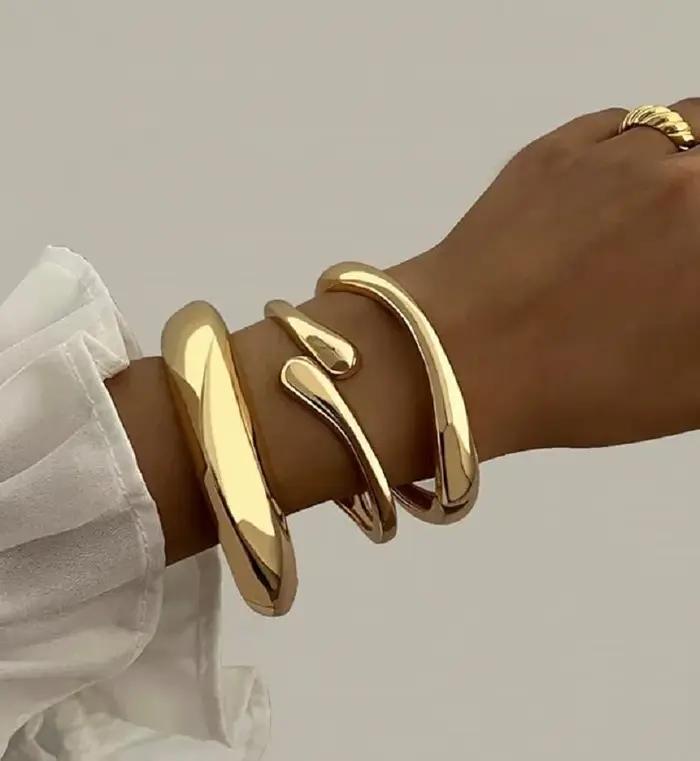 Bracelets en or épais pour femmes ensemble de grands