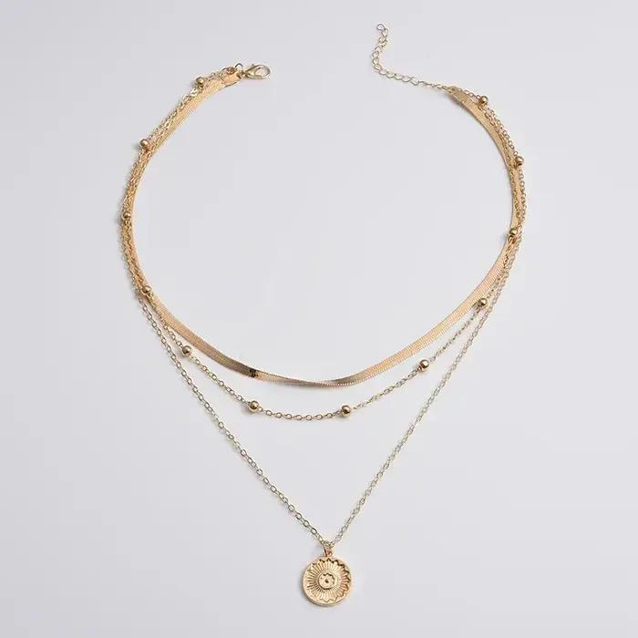 Collier rond à trois couches en argent Sterling 925