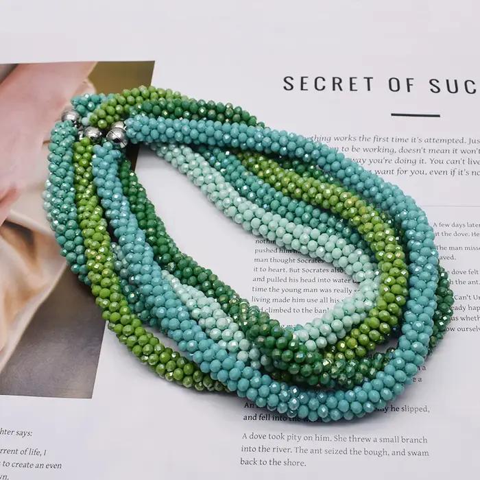 Ensemble de bijoux YanQi en perles de verre classiques pour femmes occasions d'engagement romantique