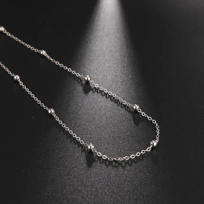 Amaxer Collier ras du cou simple en chaîne de perles or et argent pour femmes et filles