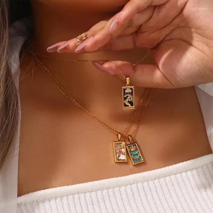Collier Tarot avec pendentif étoile en zircone cubique plaqué or acier inoxydable pour homme et femme occasions spéciales