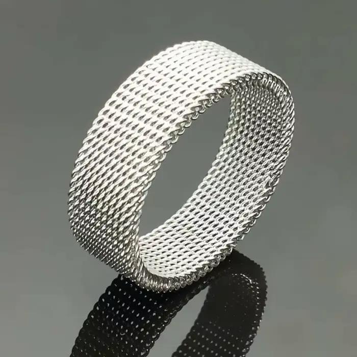 Bague moderne en acier inoxydable à mailles pour homme et femme, bijoux, anneau en maille, Anillos M