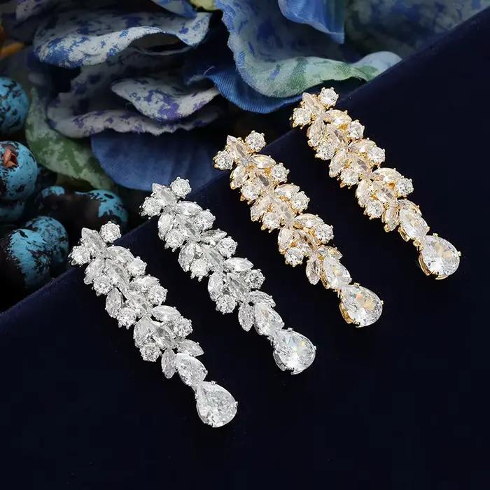 Ensembles de bijoux HADIYANA mariée zircone pour les femmes fête luxe collier Bracelet boucle d'oreille anneaux de mariage BN8132 cadeau d'anniversaire