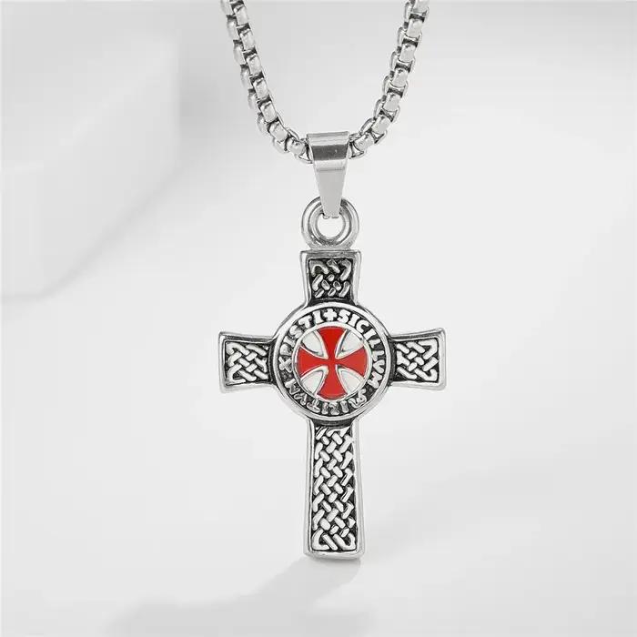 Collier pendentif croix style punk pour hommes bijou unique croix chevalier templier amulette bijou homme occasions spéciales